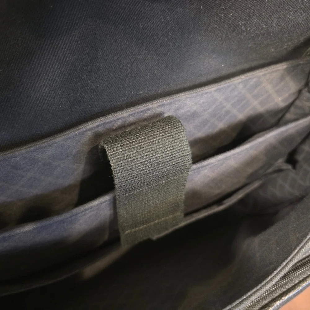 Ghurka Original Collection Black Twill Leather Messenger Bag Laptop Briefcase